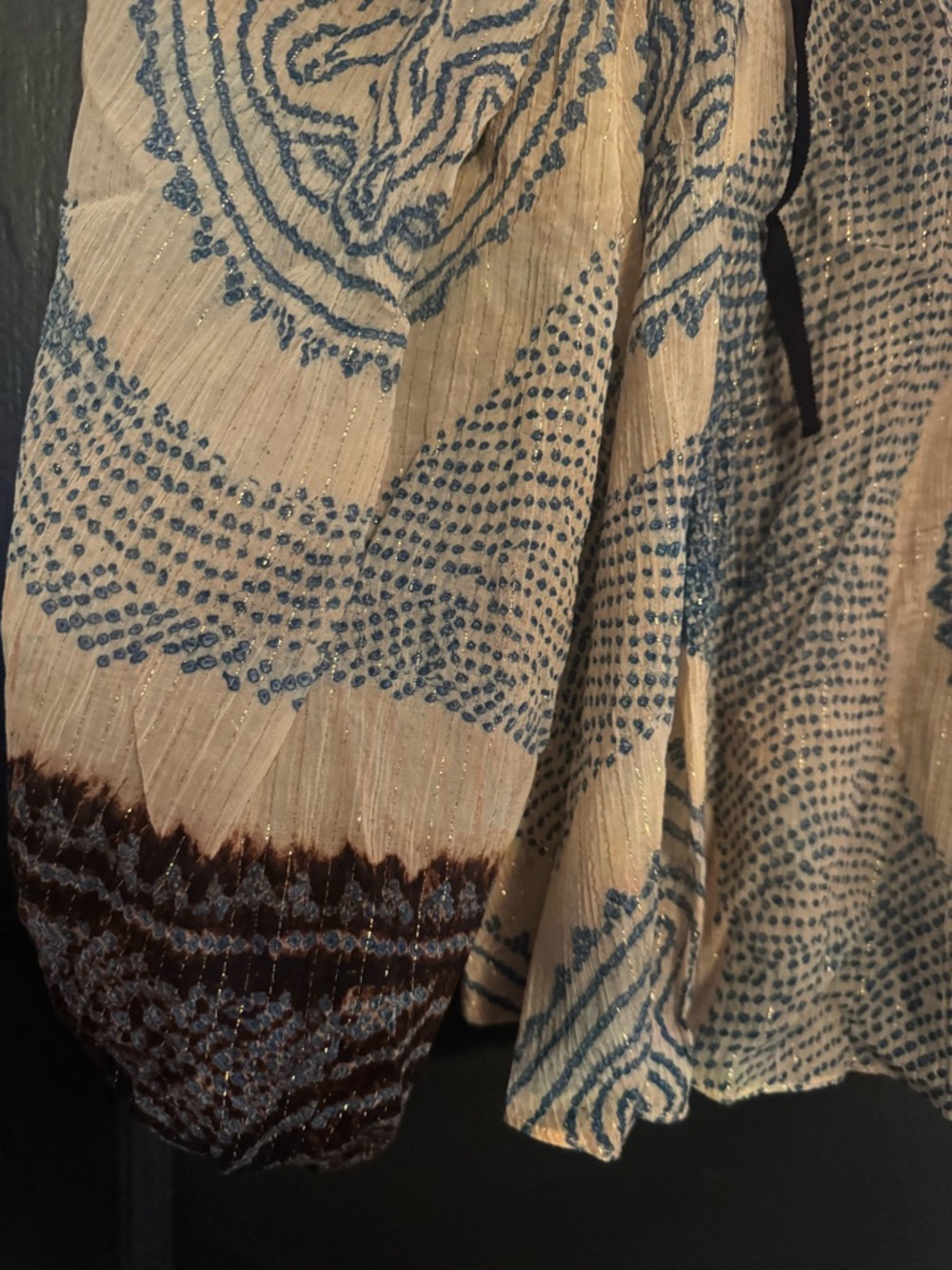 Ulla Johnson Cream and Blue Printed Peasant Shirt Size 8 lightweight - Picture 4 of 5